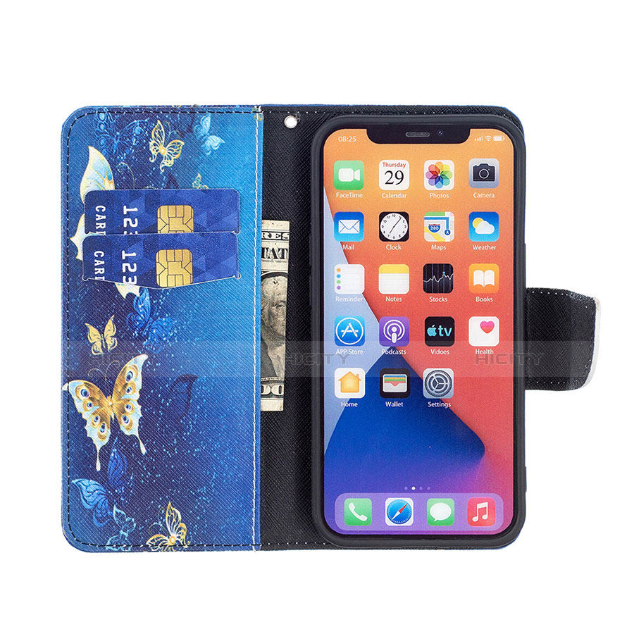 Coque Portefeuille Papillon Livre Cuir Etui Clapet L07 pour Apple iPhone 14 Plus Bleu Plus