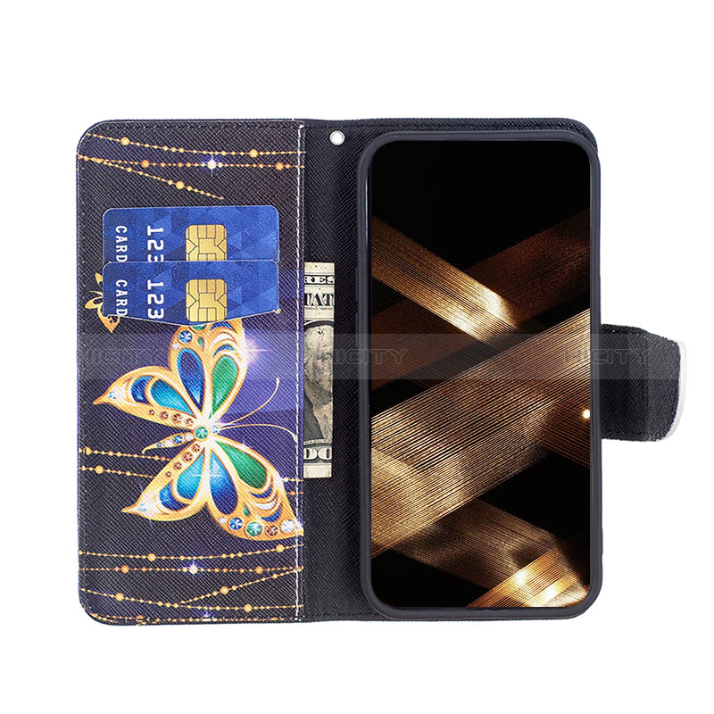 Coque Portefeuille Papillon Livre Cuir Etui Clapet L07 pour Apple iPhone 15 Mixte Plus