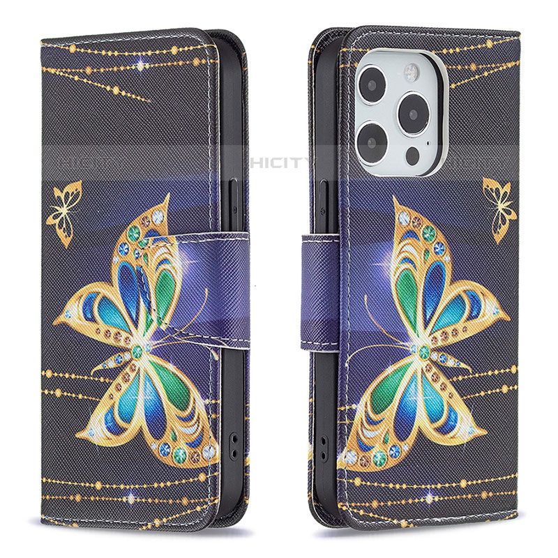 Coque Portefeuille Papillon Livre Cuir Etui Clapet L07 pour Apple iPhone 15 Pro Max Mixte Plus