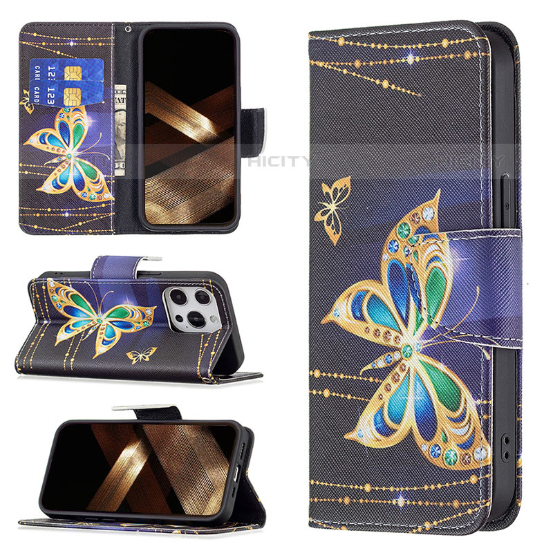 Coque Portefeuille Papillon Livre Cuir Etui Clapet L07 pour Apple iPhone 15 Pro Max Mixte Plus