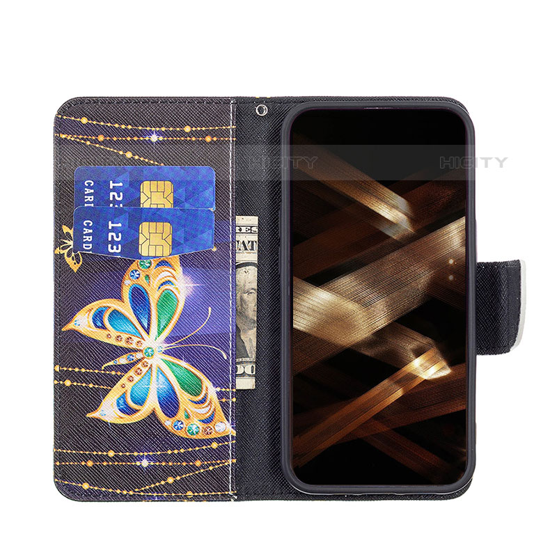 Coque Portefeuille Papillon Livre Cuir Etui Clapet L07 pour Apple iPhone 15 Pro Max Mixte Plus