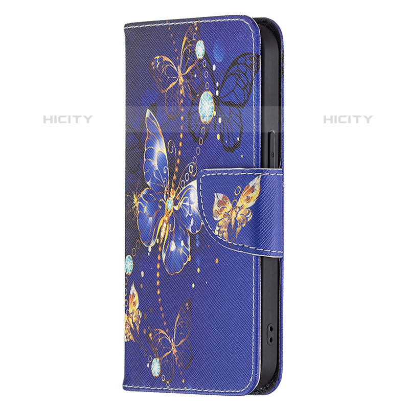 Coque Portefeuille Papillon Livre Cuir Etui Clapet L07 pour Apple iPhone 16 Pro Max Bleu Royal Plus