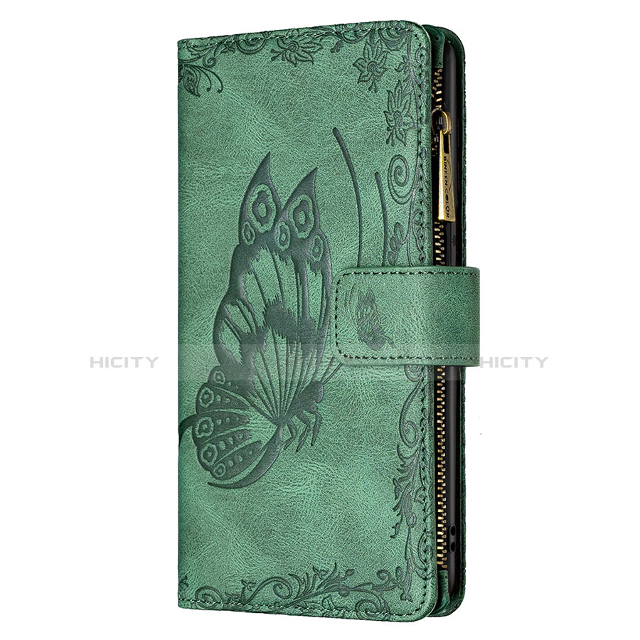 Coque Portefeuille Papillon Livre Cuir Etui Clapet L08 pour Apple iPhone 13 Mini Vert Plus