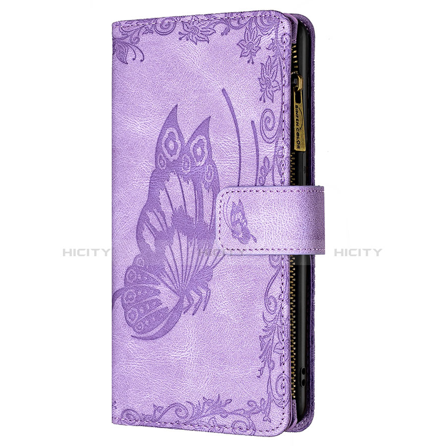 Coque Portefeuille Papillon Livre Cuir Etui Clapet L08 pour Apple iPhone 13 Pro Violet Plus