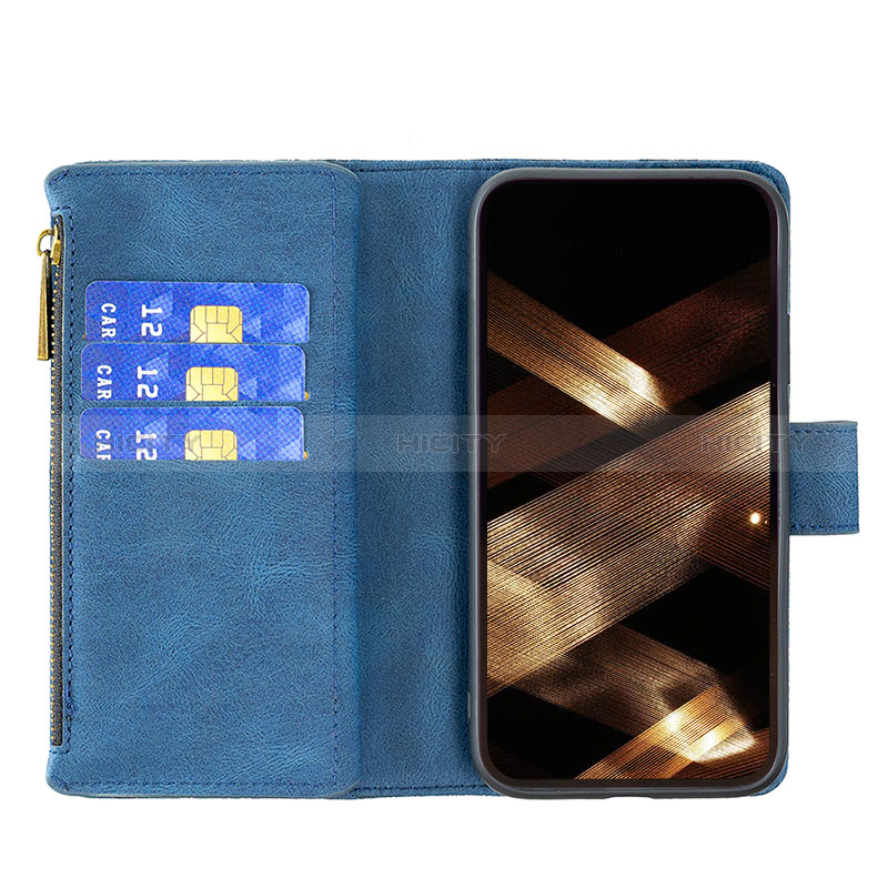 Coque Portefeuille Papillon Livre Cuir Etui Clapet L08 pour Apple iPhone 14 Pro Max Bleu Plus