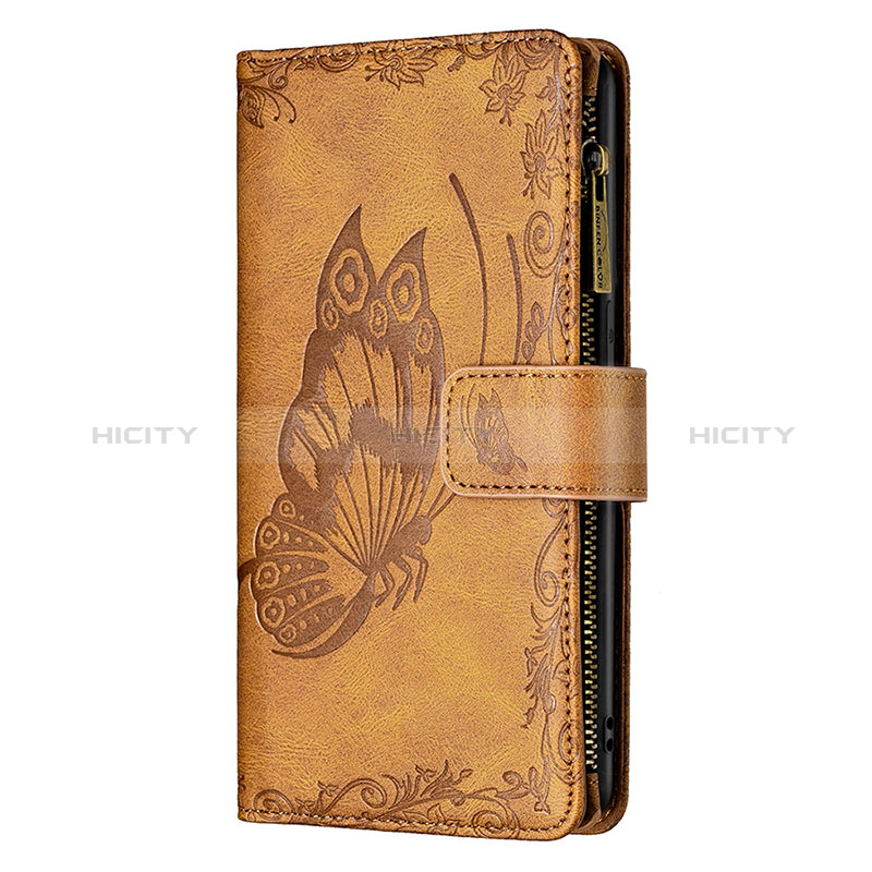 Coque Portefeuille Papillon Livre Cuir Etui Clapet L08 pour Apple iPhone 14 Pro Max Marron Plus