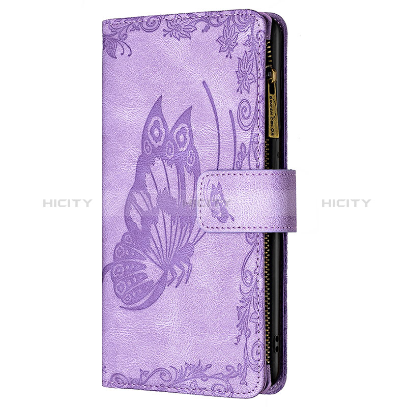 Coque Portefeuille Papillon Livre Cuir Etui Clapet L08 pour Apple iPhone 14 Pro Max Violet Plus