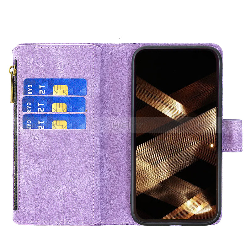 Coque Portefeuille Papillon Livre Cuir Etui Clapet L08 pour Apple iPhone 14 Pro Max Violet Plus