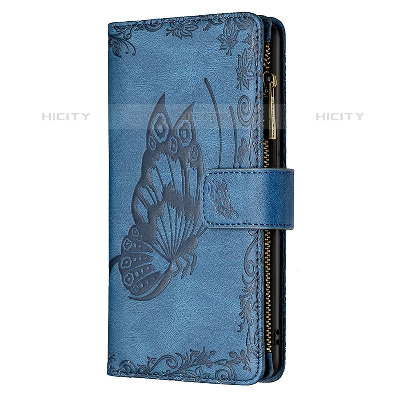 Coque Portefeuille Papillon Livre Cuir Etui Clapet L08 pour Apple iPhone 15 Pro Bleu Plus