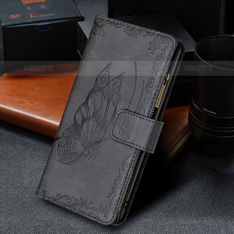 Coque Portefeuille Papillon Livre Cuir Etui Clapet L08 pour Apple iPhone 15 Pro Noir Plus