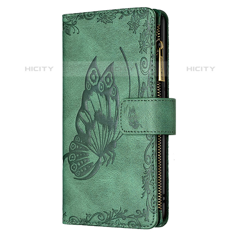 Coque Portefeuille Papillon Livre Cuir Etui Clapet L08 pour Apple iPhone 16 Pro Vert Plus