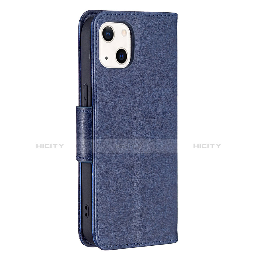 Coque Portefeuille Papillon Livre Cuir Etui Clapet L09 pour Apple iPhone 13 Bleu Plus