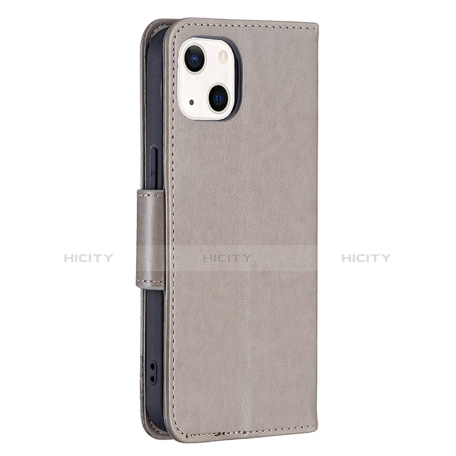 Coque Portefeuille Papillon Livre Cuir Etui Clapet L09 pour Apple iPhone 14 Gris Plus