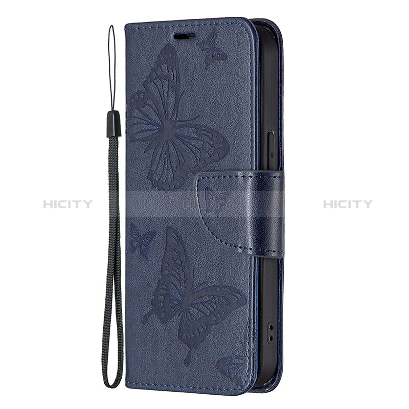 Coque Portefeuille Papillon Livre Cuir Etui Clapet L09 pour Apple iPhone 14 Pro Bleu Plus