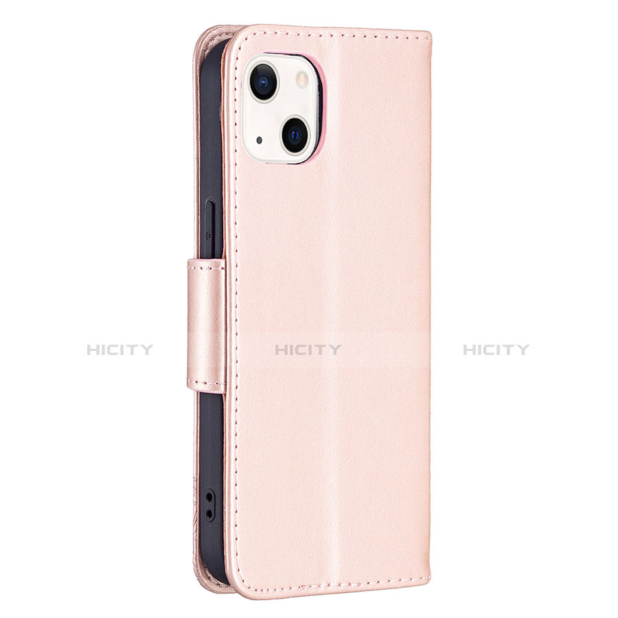 Coque Portefeuille Papillon Livre Cuir Etui Clapet L09 pour Apple iPhone 14 Rose Plus