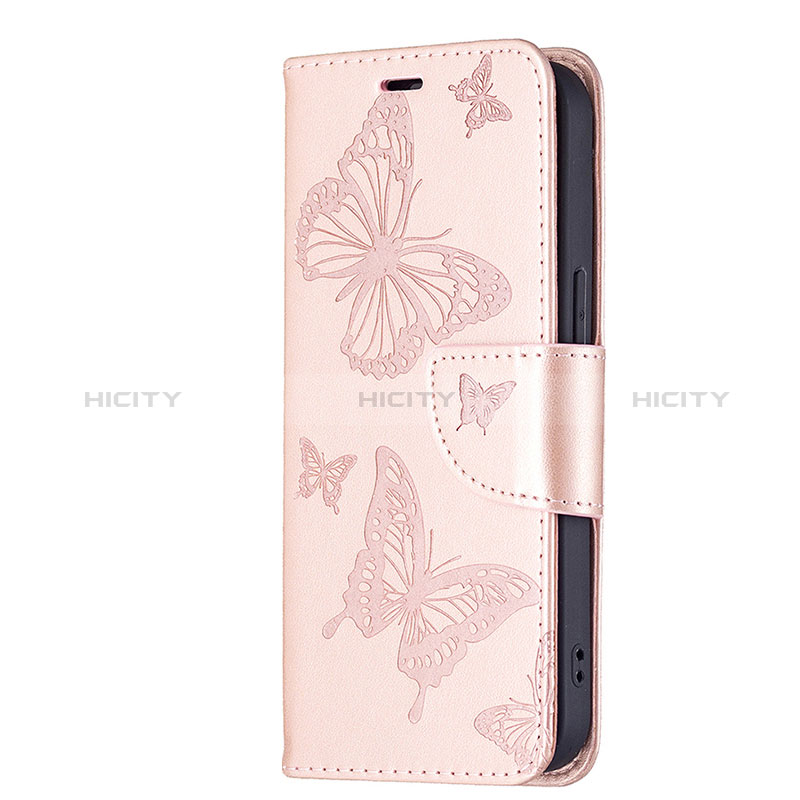 Coque Portefeuille Papillon Livre Cuir Etui Clapet L09 pour Apple iPhone 15 Plus Rose Plus