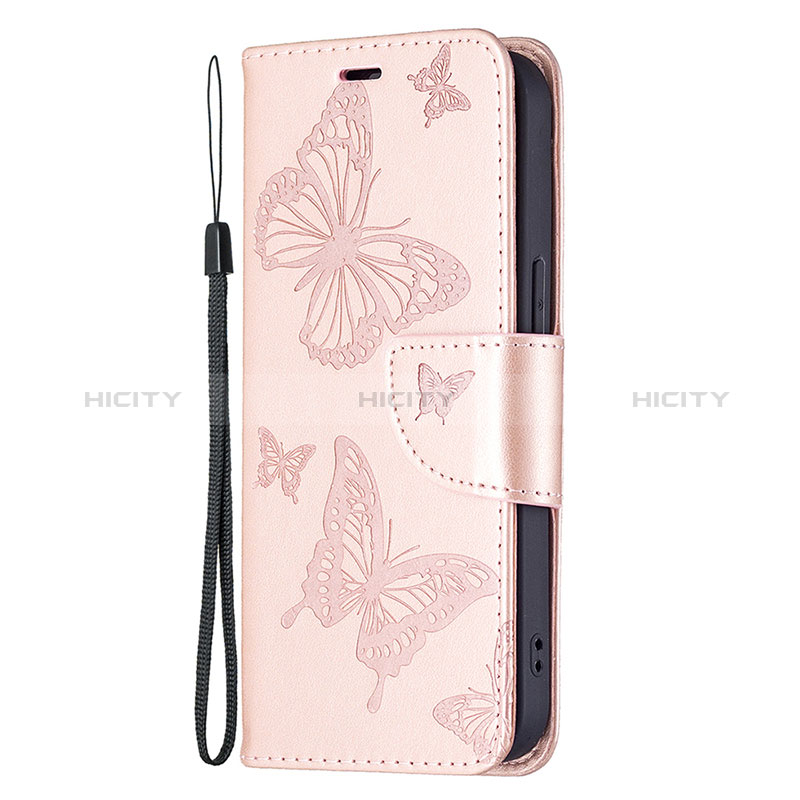 Coque Portefeuille Papillon Livre Cuir Etui Clapet L09 pour Apple iPhone 15 Plus Rose Plus