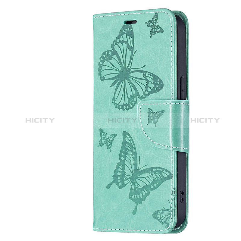 Coque Portefeuille Papillon Livre Cuir Etui Clapet L09 pour Apple iPhone 15 Plus Vert Plus