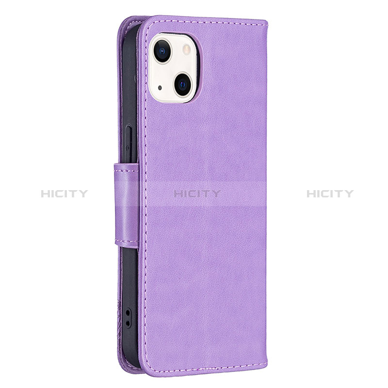 Coque Portefeuille Papillon Livre Cuir Etui Clapet L09 pour Apple iPhone 15 Plus Violet Plus