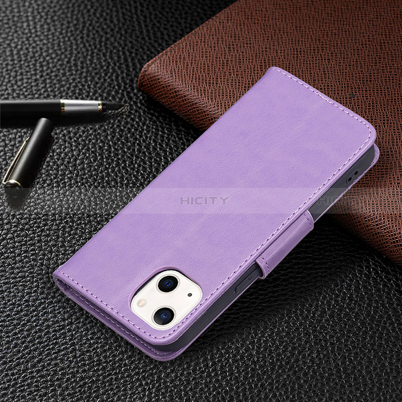 Coque Portefeuille Papillon Livre Cuir Etui Clapet L09 pour Apple iPhone 15 Plus Violet Plus