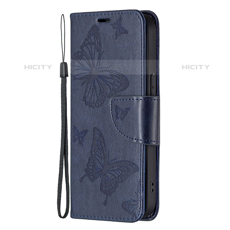 Coque Portefeuille Papillon Livre Cuir Etui Clapet L09 pour Apple iPhone 15 Pro Max Bleu Plus