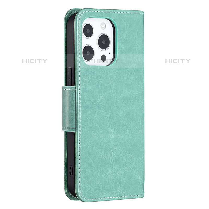 Coque Portefeuille Papillon Livre Cuir Etui Clapet L09 pour Apple iPhone 15 Pro Max Vert Plus