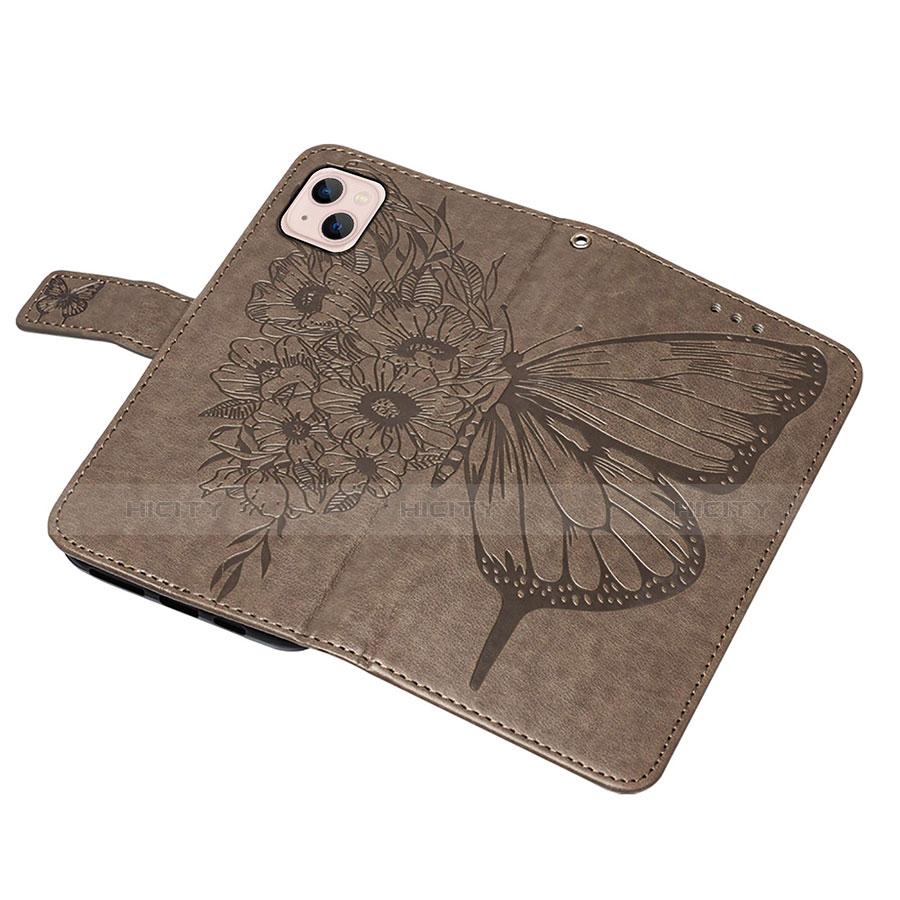 Coque Portefeuille Papillon Livre Cuir Etui Clapet L10 pour Apple iPhone 13 Mini Gris Fonce Plus