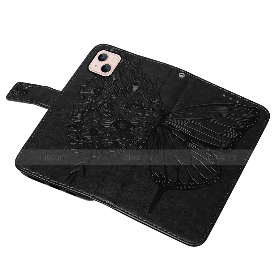 Coque Portefeuille Papillon Livre Cuir Etui Clapet L10 pour Apple iPhone 13 Noir Plus