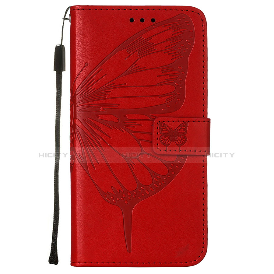 Coque Portefeuille Papillon Livre Cuir Etui Clapet L10 pour Apple iPhone 13 Pro Max Rouge Plus