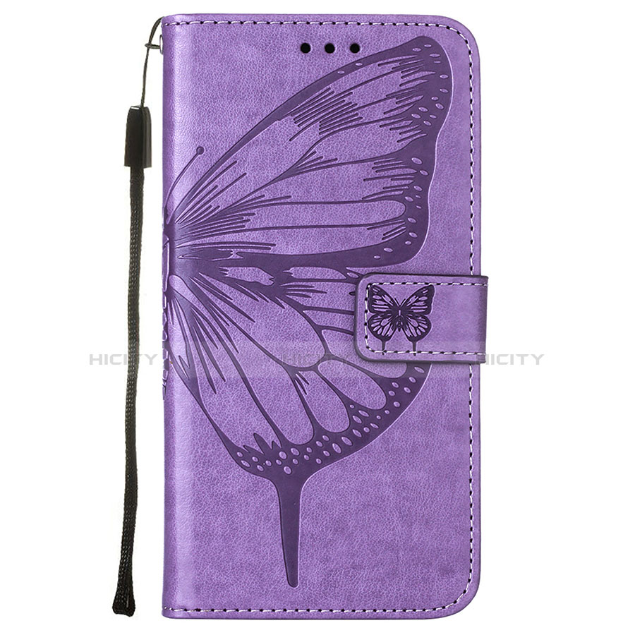 Coque Portefeuille Papillon Livre Cuir Etui Clapet L10 pour Apple iPhone 13 Pro Violet Clair Plus