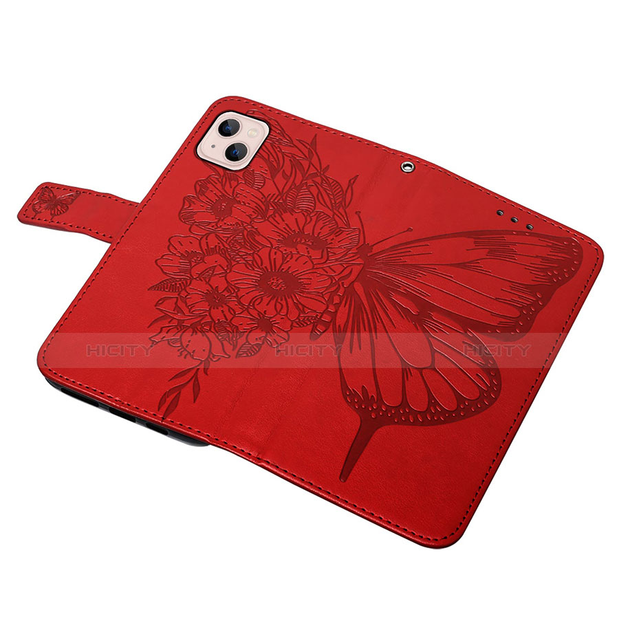 Coque Portefeuille Papillon Livre Cuir Etui Clapet L10 pour Apple iPhone 14 Plus Rouge Plus