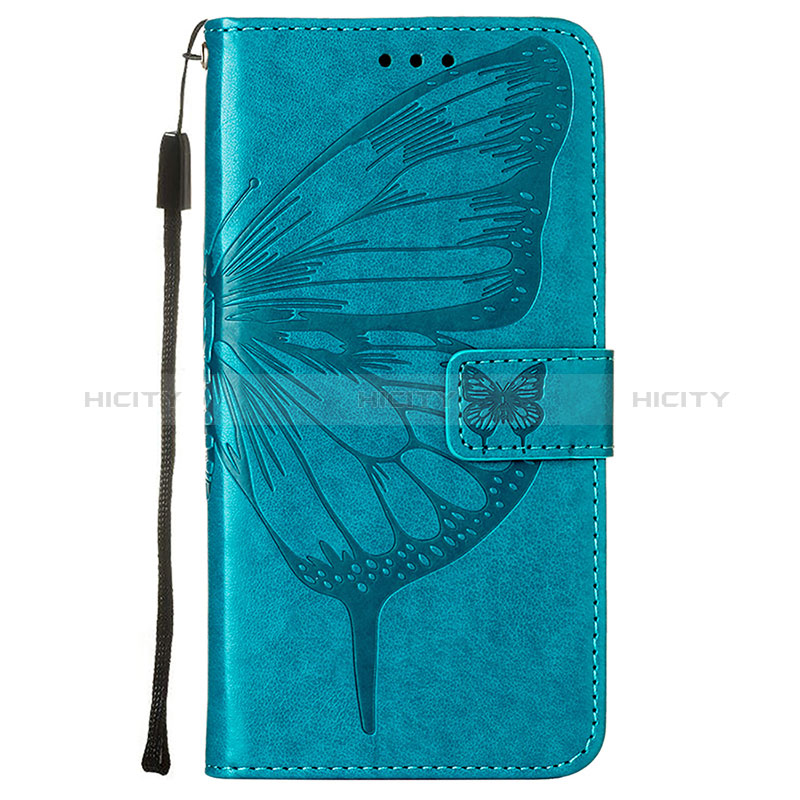 Coque Portefeuille Papillon Livre Cuir Etui Clapet L10 pour Apple iPhone 14 Pro Max Bleu Plus