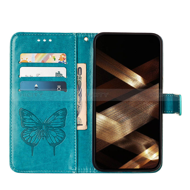 Coque Portefeuille Papillon Livre Cuir Etui Clapet L10 pour Apple iPhone 14 Pro Max Bleu Plus