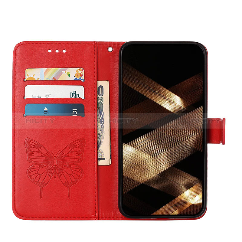 Coque Portefeuille Papillon Livre Cuir Etui Clapet L10 pour Apple iPhone 14 Pro Max Rouge Plus