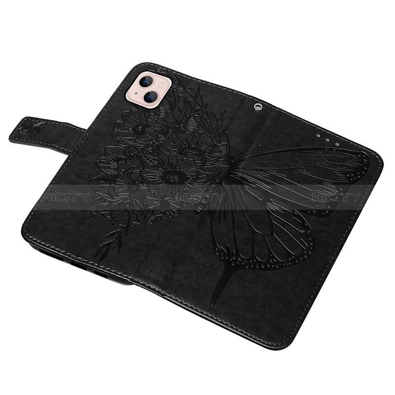 Coque Portefeuille Papillon Livre Cuir Etui Clapet L10 pour Apple iPhone 15 Noir Plus