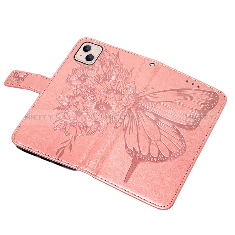 Coque Portefeuille Papillon Livre Cuir Etui Clapet L10 pour Apple iPhone 15 Or Rose Plus