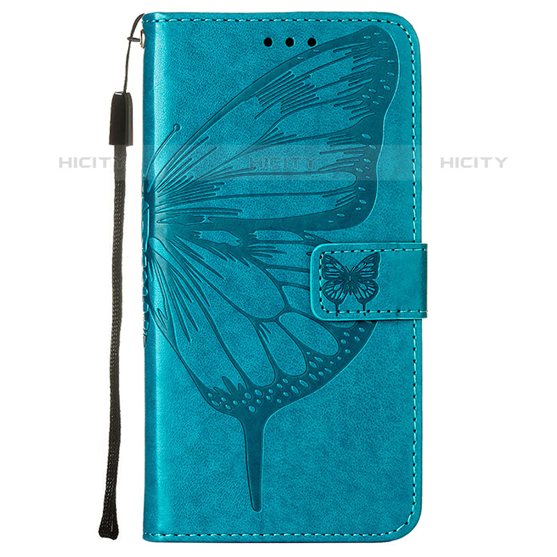 Coque Portefeuille Papillon Livre Cuir Etui Clapet L10 pour Apple iPhone 15 Pro Bleu Plus