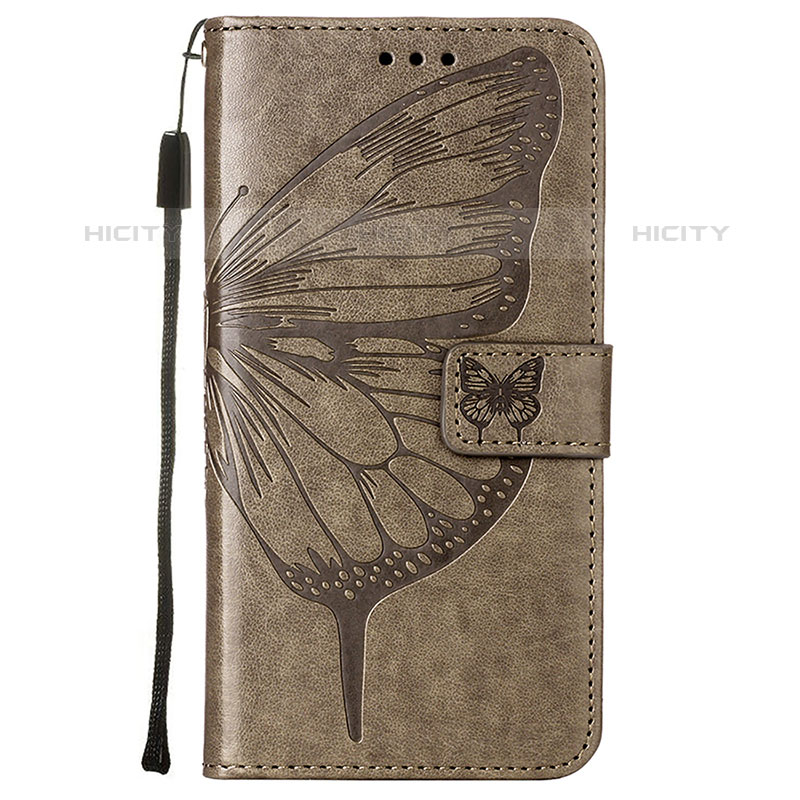 Coque Portefeuille Papillon Livre Cuir Etui Clapet L10 pour Apple iPhone 15 Pro Gris Fonce Plus