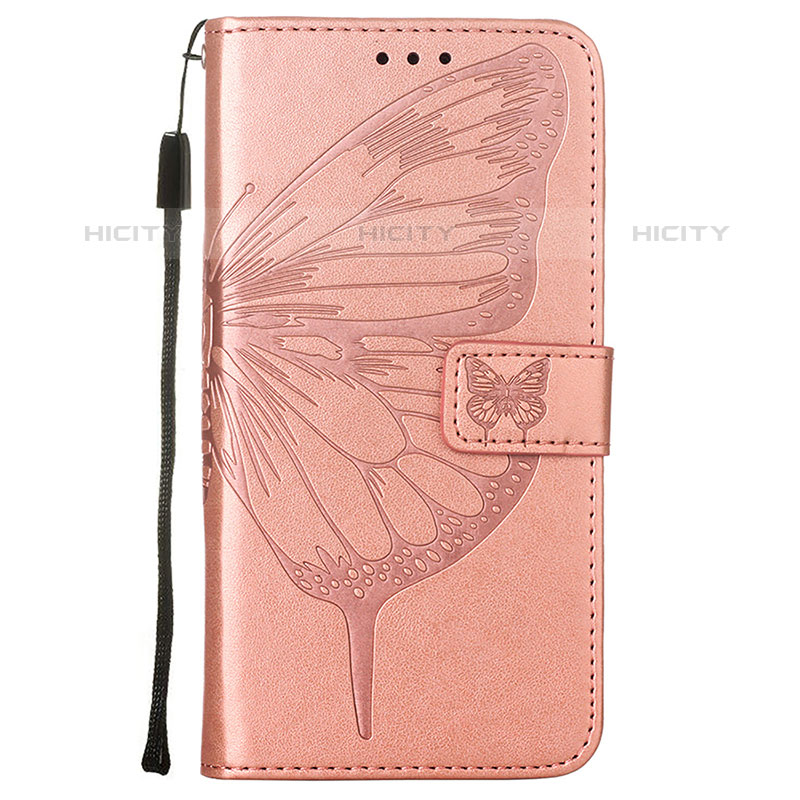 Coque Portefeuille Papillon Livre Cuir Etui Clapet L10 pour Apple iPhone 15 Pro Max Or Rose Plus