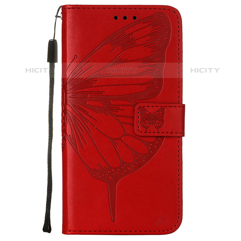 Coque Portefeuille Papillon Livre Cuir Etui Clapet L10 pour Apple iPhone 15 Pro Max Rouge Plus