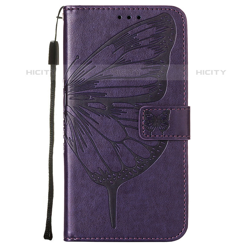 Coque Portefeuille Papillon Livre Cuir Etui Clapet L10 pour Apple iPhone 15 Pro Violet Plus