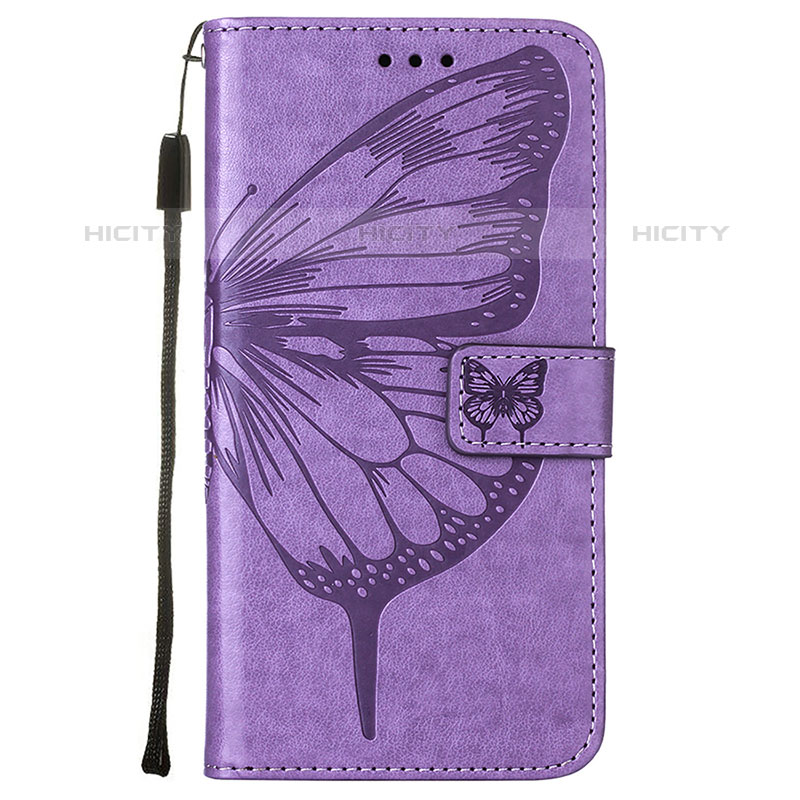 Coque Portefeuille Papillon Livre Cuir Etui Clapet L10 pour Apple iPhone 15 Pro Violet Clair Plus