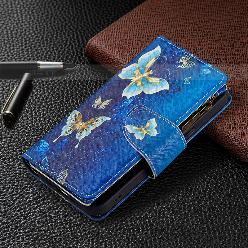 Coque Portefeuille Papillon Livre Cuir Etui Clapet pour Apple iPhone 15 Pro Max Bleu Plus