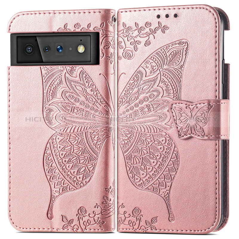 Coque Portefeuille Papillon Livre Cuir Etui Clapet pour Google Pixel 6 Pro 5G Plus