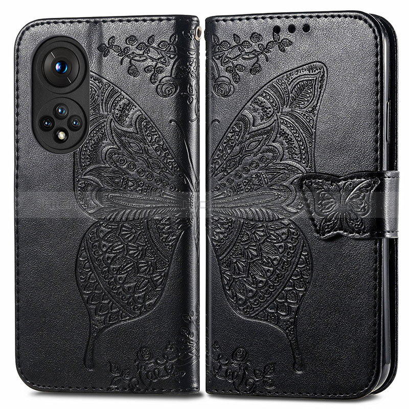 Coque Portefeuille Papillon Livre Cuir Etui Clapet pour Huawei Honor 50 Pro 5G Plus