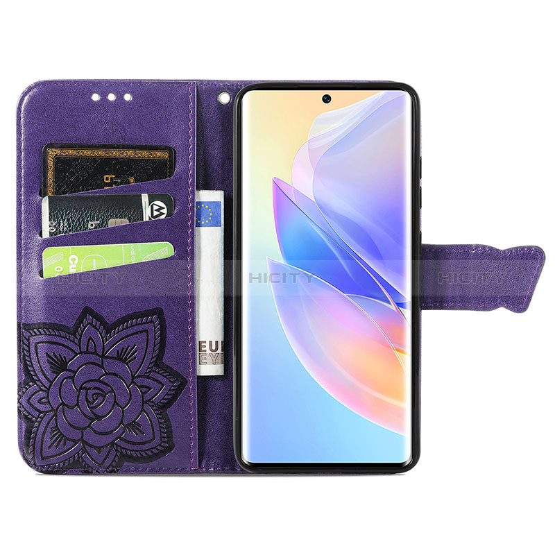 Coque Portefeuille Papillon Livre Cuir Etui Clapet pour Huawei Honor 60 SE 5G Plus