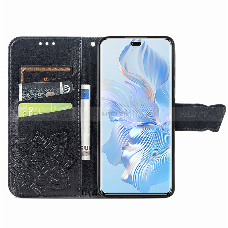 Coque Portefeuille Papillon Livre Cuir Etui Clapet pour Huawei Honor 80 Pro 5G Plus