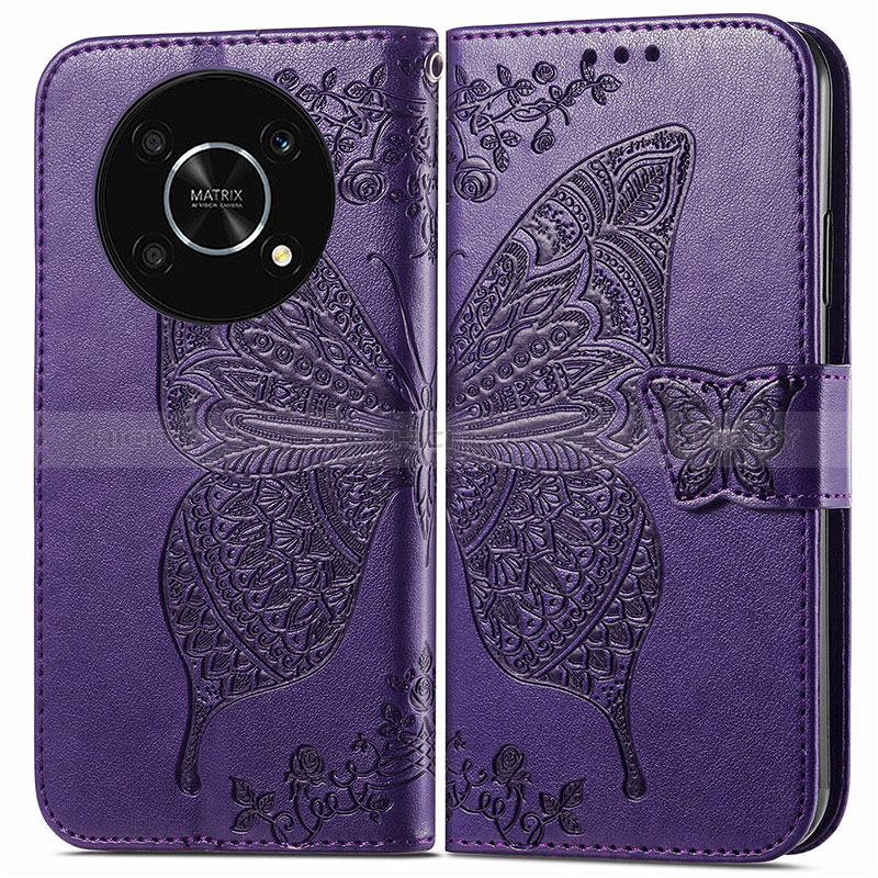 Coque Portefeuille Papillon Livre Cuir Etui Clapet pour Huawei Honor X9 5G Plus