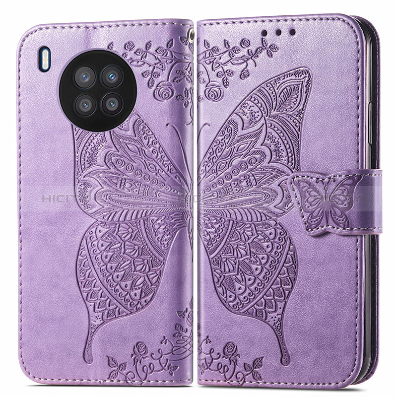 Coque Portefeuille Papillon Livre Cuir Etui Clapet pour Huawei Nova 8i Plus