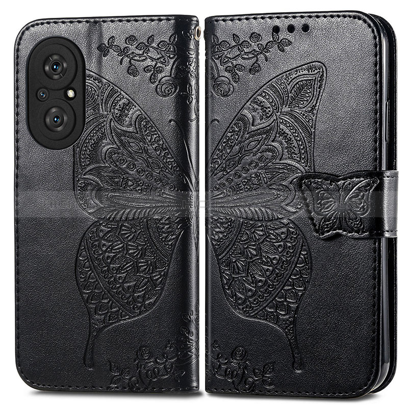 Coque Portefeuille Papillon Livre Cuir Etui Clapet pour Huawei Nova 9 SE Noir Plus